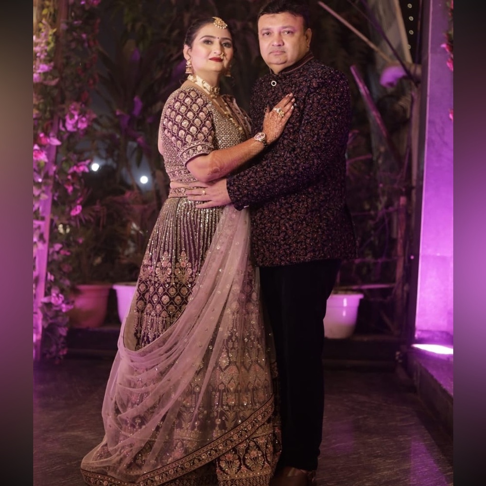 Deep Purple and Gold heavy Lehenga (Size XL)